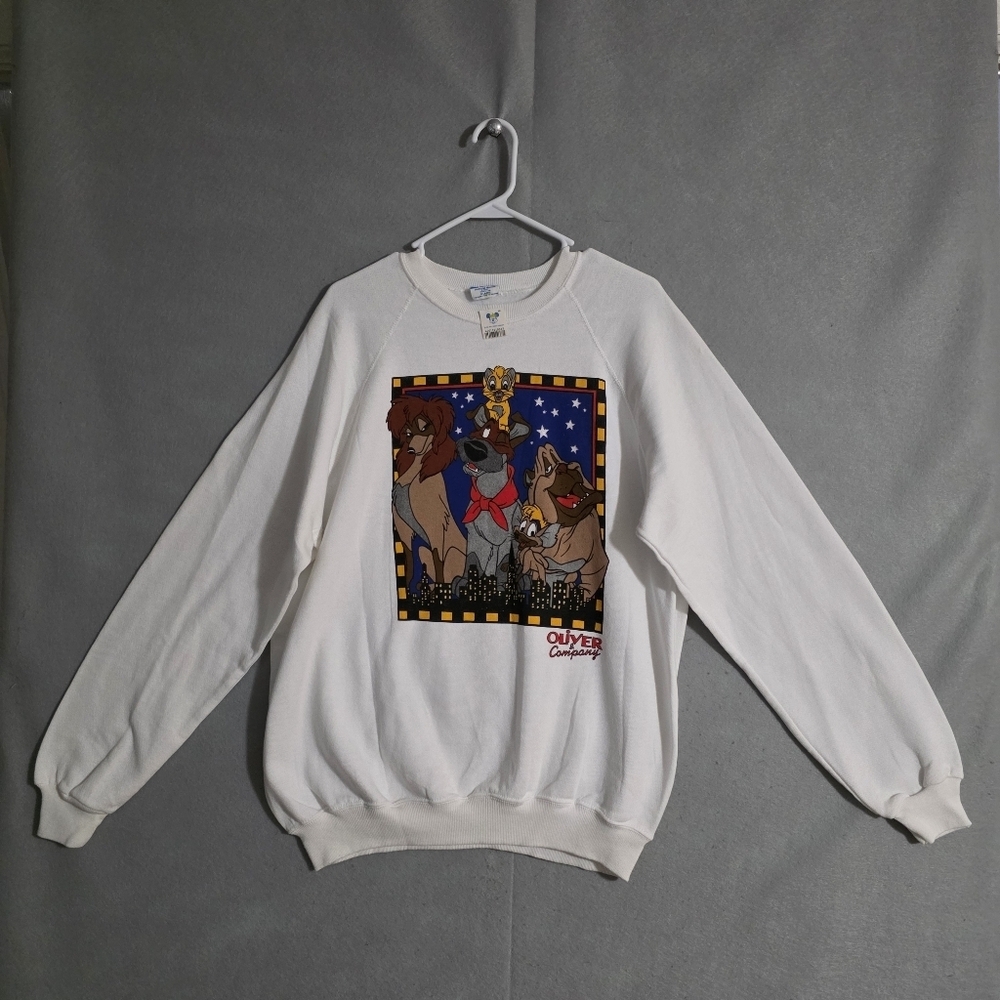 NWT VTG Disney Oliver And Company Crewneck Sweatshirt Made In USA Size XL